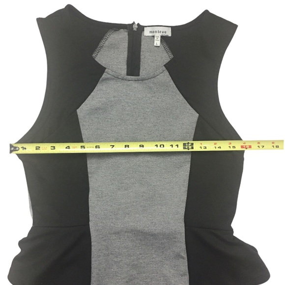 Monteau Women’s Peplum Dress Black and Grey Large - Picture 4 of 5